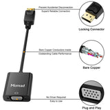 Moread Gold-Plated DisplayPort to VGA Adapter (Male to Female) - Black