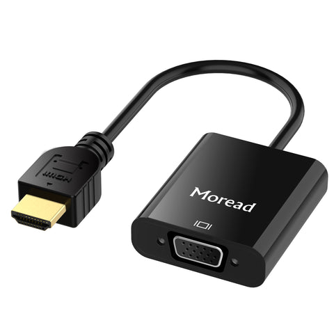 Moread Gold-Plated Active HDMI to VGA Adapter with Audio (Male to Female) - Black