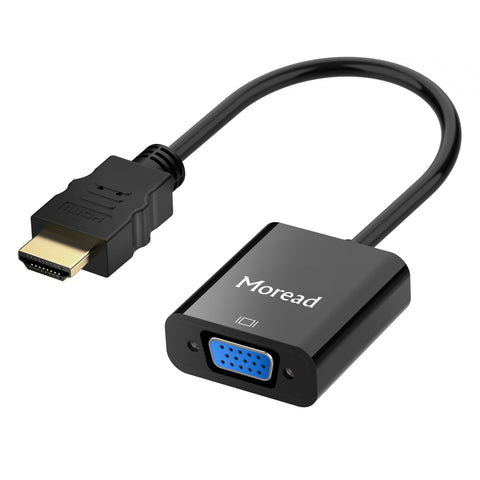 Moread Gold-Plated HDMI to VGA Adapter (Male to Female) - Black